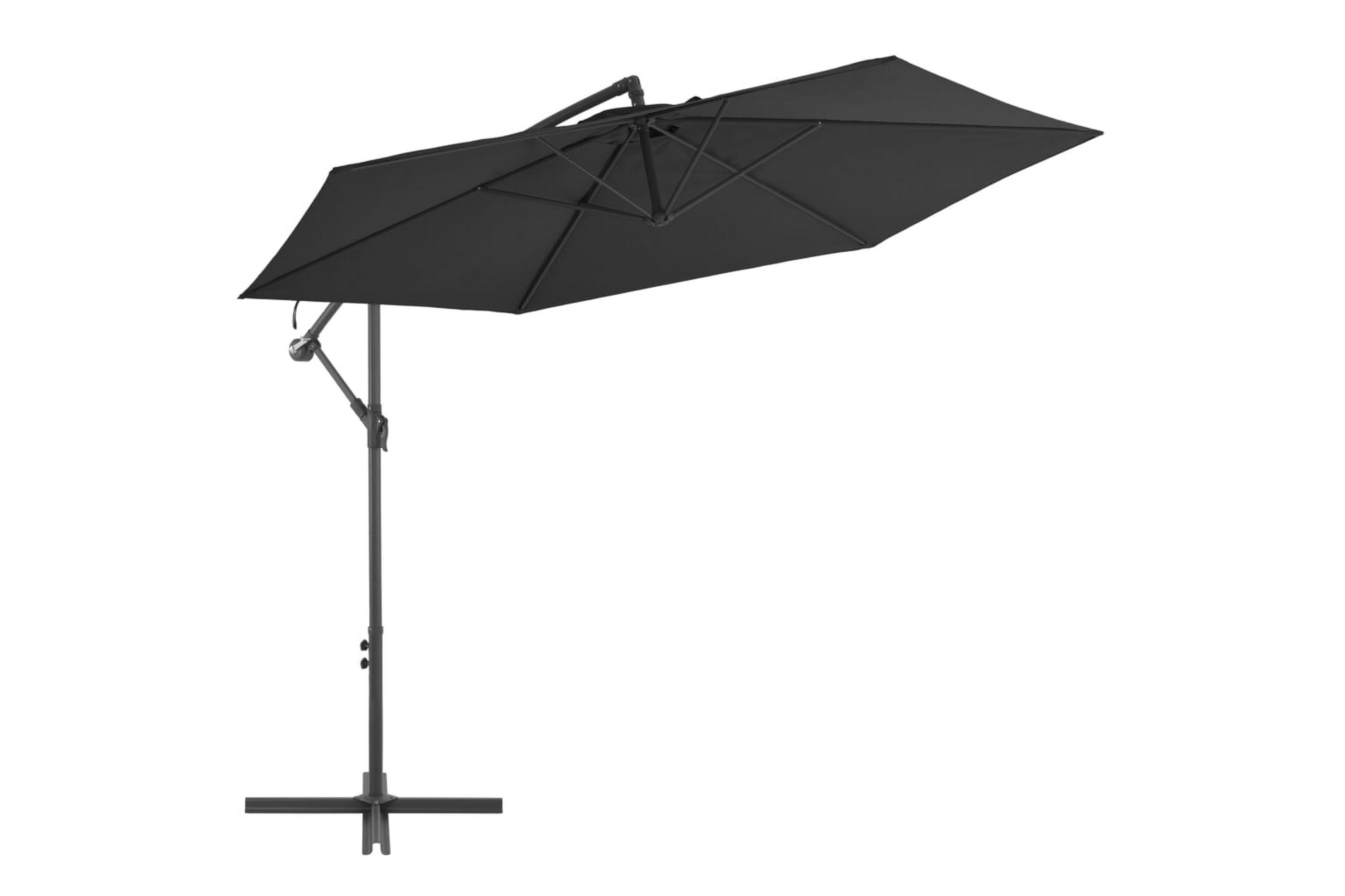 Riippuva aurinkovarjo alumiinipylväällä 300 cm musta - Musta