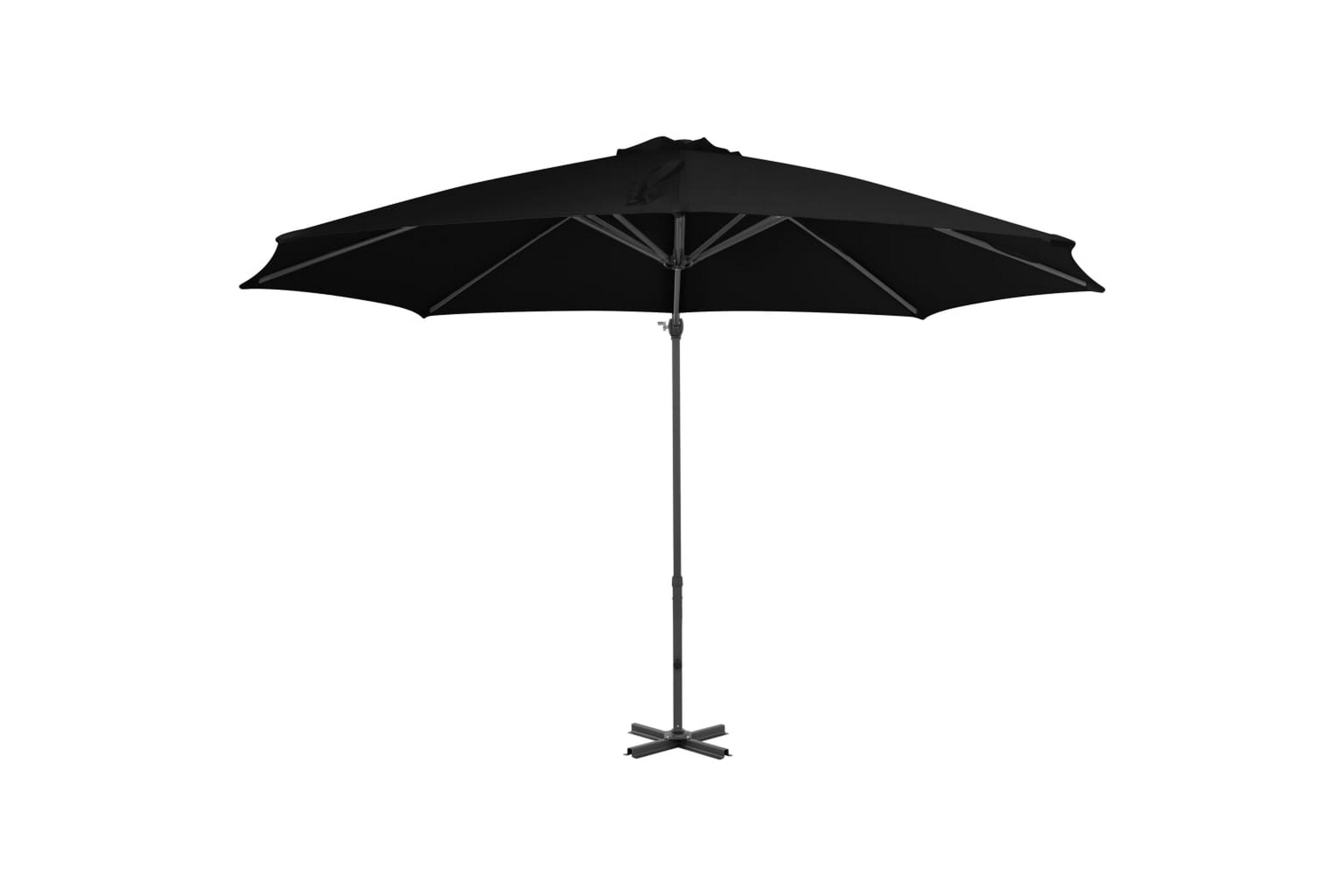 Riippuva aurinkovarjo alumiinipylväällä musta 300 cm -