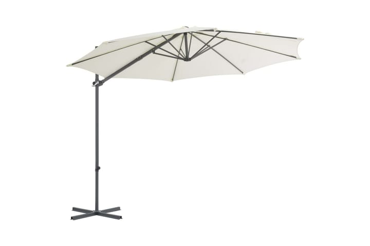 Riippuva aurinkovarjo teräspylväällä 300 cm hiekka - Beige - Riippuva aurinkovarjo