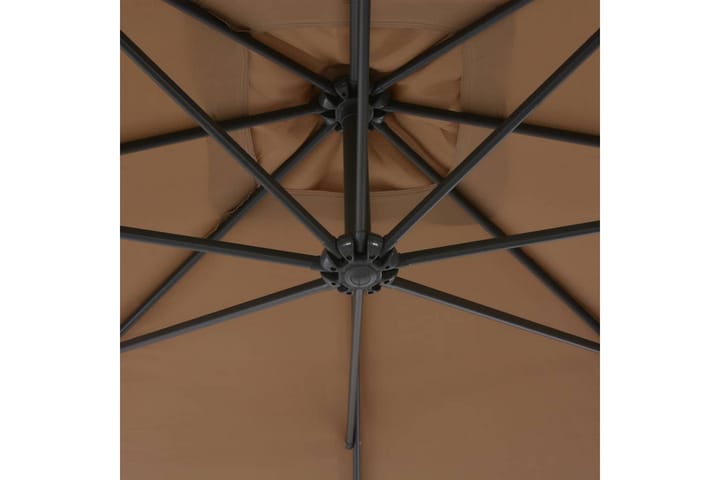Riippuva aurinkovarjo teräspylväällä 300 cm ruskeanharmaa - Ruskea - Riippuva aurinkovarjo