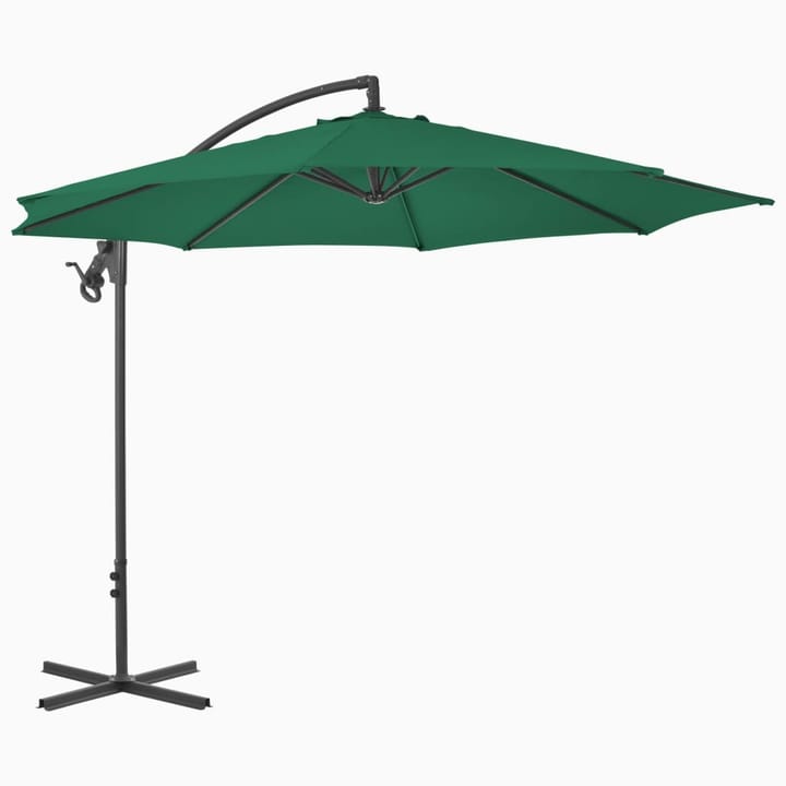 Riippuva aurinkovarjo teräspylväällä 300 cm vihreä - Vihreä - Riippuva aurinkovarjo