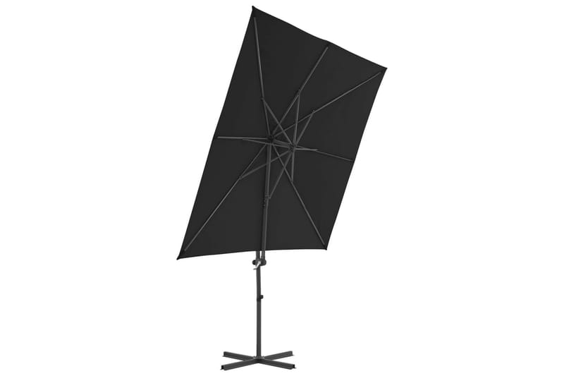 Riippuva aurinkovarjo teräspylväällä musta 250x250 cm - Puutarhakalusteet - Aurinkosuoja - Aurinkovarjo - Riippuva aurinkovarjo