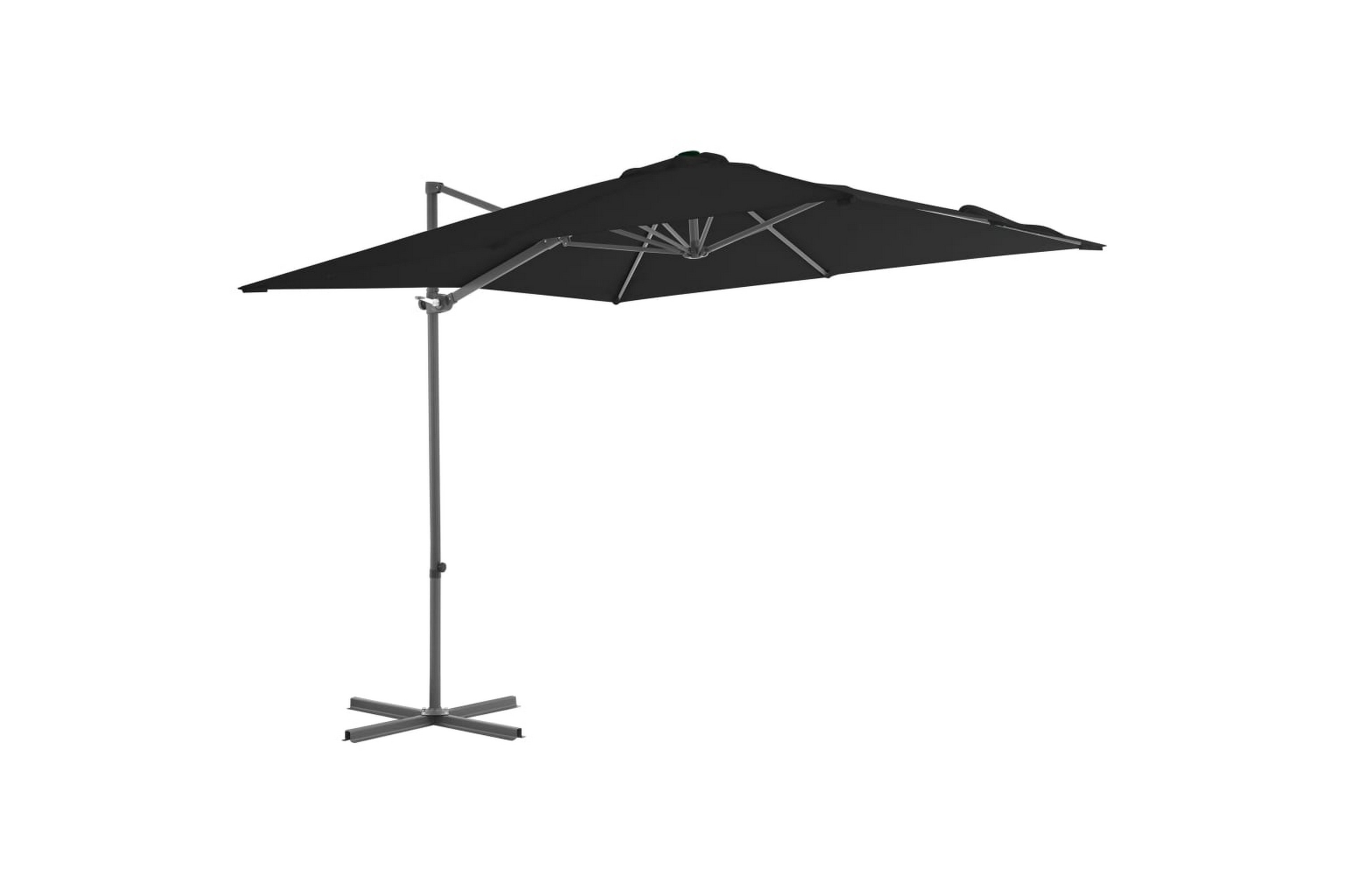 Riippuva aurinkovarjo teräspylväällä musta 250x250 cm -