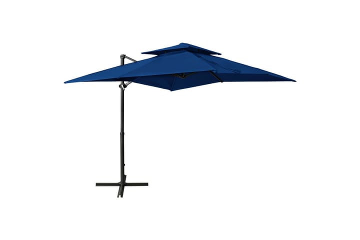 Riippuva aurinkovarjo tuplakatolla 250x250 cm taivaansininen - Riippuva aurinkovarjo