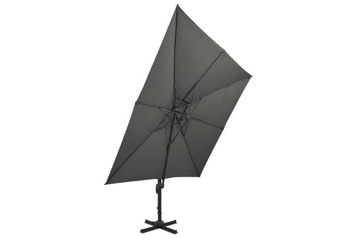 Riippuva aurinkovarjo tuplakatolla antrasiitti 300x300 cm - Riippuva aurinkovarjo