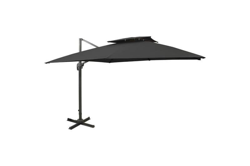 Riippuva aurinkovarjo tuplakatolla musta 300x300 cm - Puutarhakalusteet - Aurinkosuoja - Aurinkovarjo - Riippuva aurinkovarjo