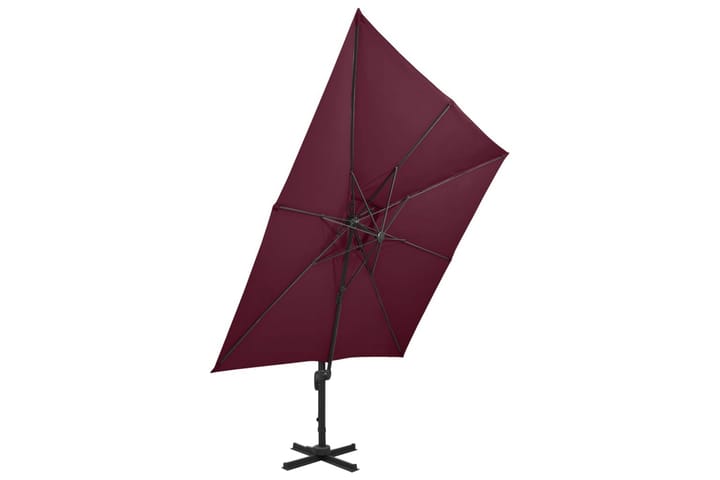 Riippuva aurinkovarjo tuplakatolla viininpunainen 300x300 cm - Riippuva aurinkovarjo