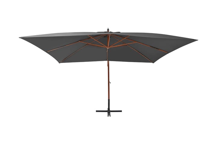Riippuva aurinkovarjo puupylväällä 400x300 cm antrasiitti - Antrasiitti - Riippuva aurinkovarjo