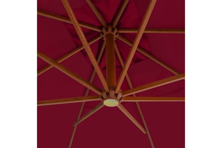 Riippuva aurinkovarjo puupylväällä 400x300 cm viininpunainen - Punainen - Riippuva aurinkovarjo