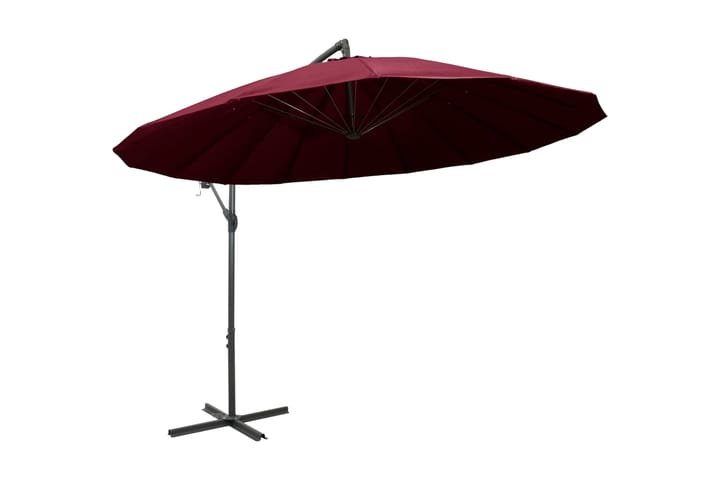 Riippuva päivänvarjo viininpunainen 3 m alumiinitanko - Punainen - Riippuva aurinkovarjo