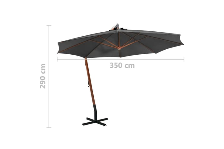 Riippuva päivänvarjo tangolla antrasiitti 3,5x2,9 m - Riippuva aurinkovarjo
