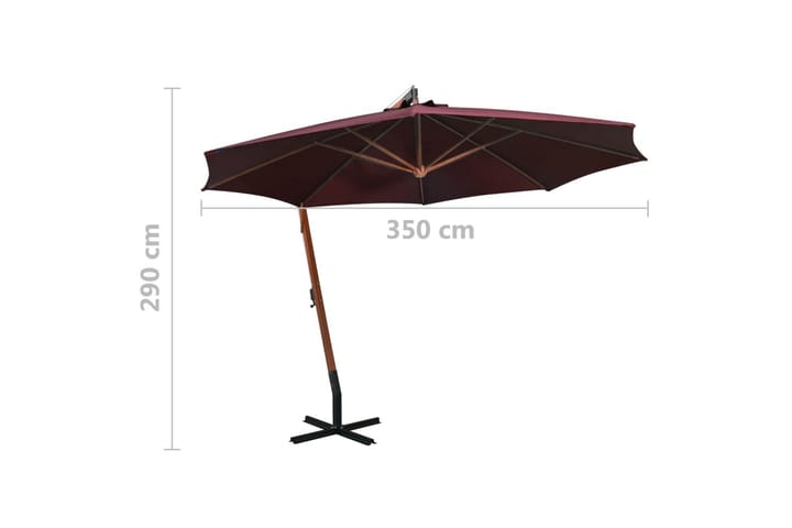 Riippuva päivänvarjo tangolla viininpun. 3,5x2,9 m - Riippuva aurinkovarjo