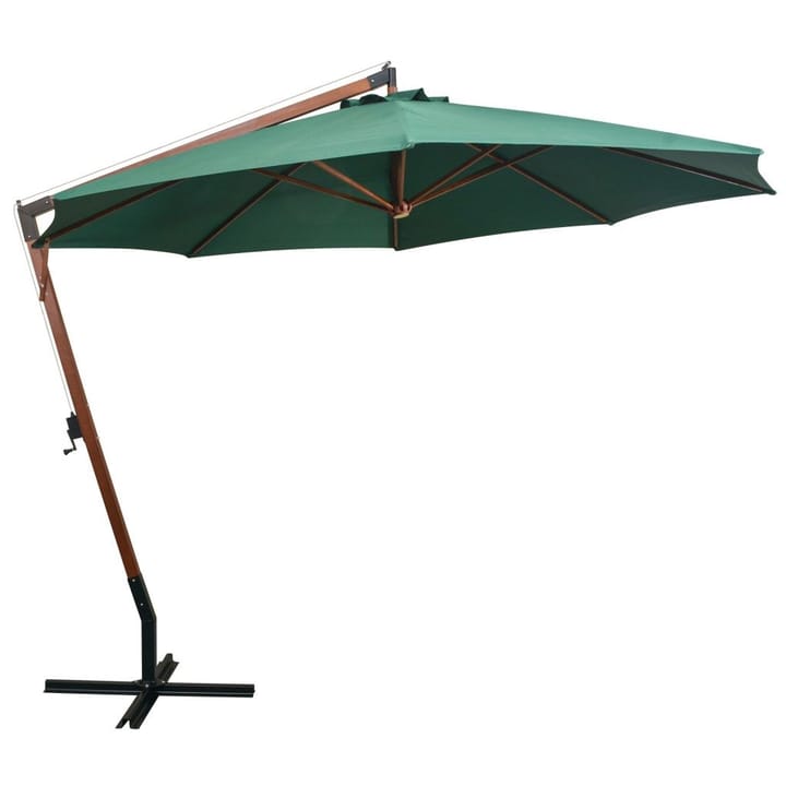 Riippuva päivänvarjo 350 cm Puutanko vihreä - Vihreä - Riippuva aurinkovarjo