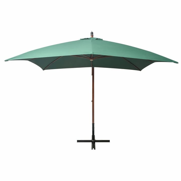 Roikkuva Päivänvarjo 300x300 cm Puutanko vihreä - Vihreä - Riippuva aurinkovarjo