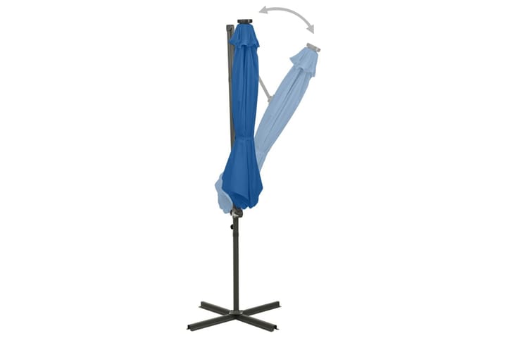 Riippuva aurinkovarjo tangolla ja LED-valoilla 300 cm - Sininen - Aurinkovarjo