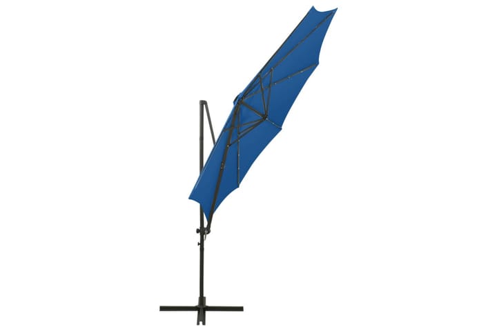 Riippuva aurinkovarjo tangolla ja LED-valoilla 300 cm - Sininen - Aurinkovarjo