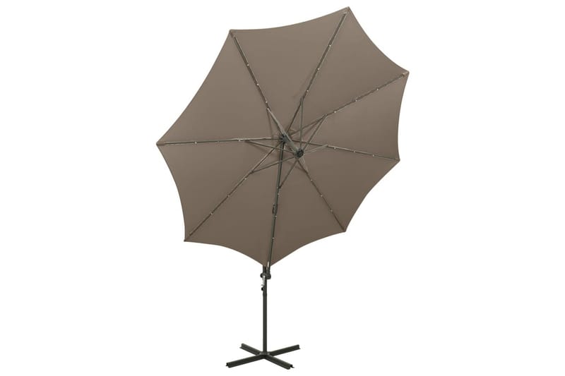 Riippuva aurinkovarjo tangolla ja LED-valoilla 300 cm - Taupe - Puutarhakalusteet - Aurinkosuoja - Aurinkovarjo