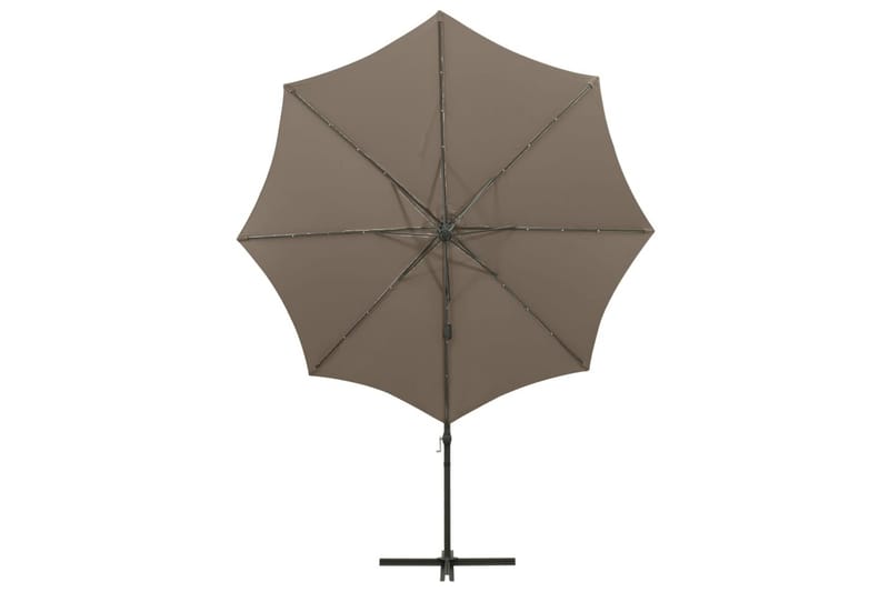 Riippuva aurinkovarjo tangolla ja LED-valoilla 300 cm - Taupe - Puutarhakalusteet - Aurinkosuoja - Aurinkovarjo