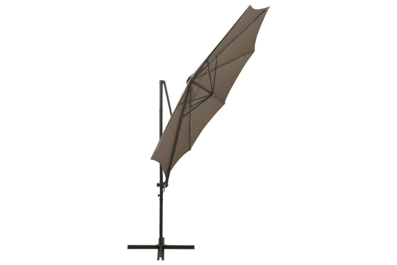 Riippuva aurinkovarjo tangolla ja LED-valoilla 300 cm - Taupe - Puutarhakalusteet - Aurinkosuoja - Aurinkovarjo