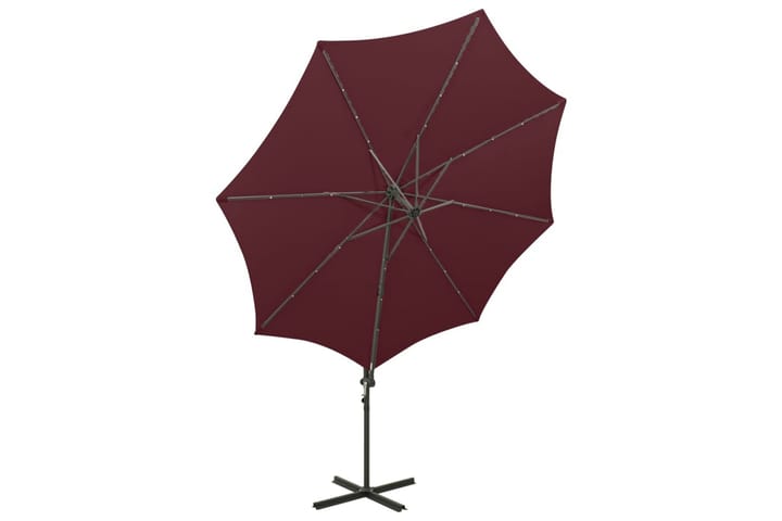 Riippuva aurinkovarjo tangolla ja LED-valoilla 300 cm - Punainen - Aurinkovarjo