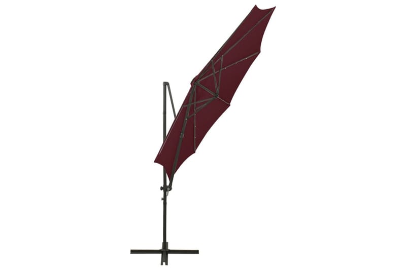 Riippuva aurinkovarjo tangolla ja LED-valoilla 300 cm - Punainen - Puutarhakalusteet - Aurinkosuoja - Aurinkovarjo