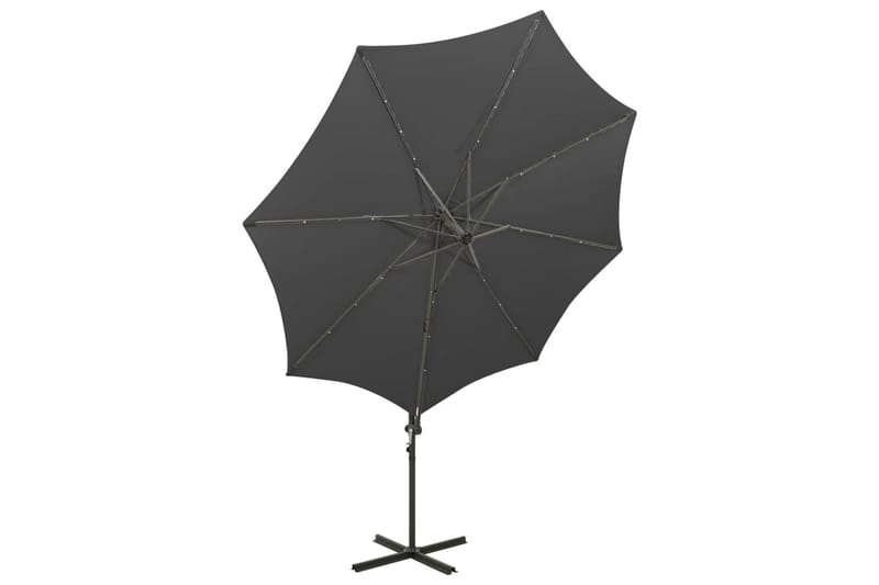 Riippuva aurinkovarjo tangolla ja LED-valoilla antras. 300cm - Antrasiitti - Puutarhakalusteet - Aurinkosuoja - Aurinkovarjo