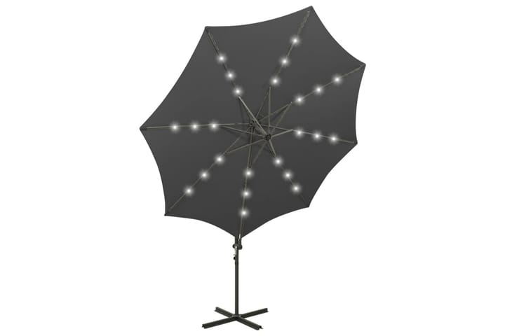 Riippuva aurinkovarjo tangolla ja LED-valoilla antras. 300cm - Antrasiitti - Aurinkovarjo