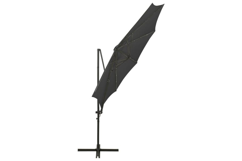 Riippuva aurinkovarjo tangolla ja LED-valoilla antras. 300cm - Antrasiitti - Puutarhakalusteet - Aurinkosuoja - Aurinkovarjo