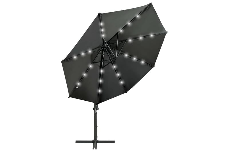Riippuva aurinkovarjo tangolla ja LED-valoilla antras. 300cm - Puutarhakalusteet - Aurinkosuoja - Aurinkovarjo