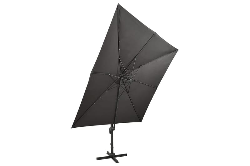 Riippuva aurinkovarjo tangolla ja LED-valoilla antras. 300cm - Puutarhakalusteet - Aurinkosuoja - Aurinkovarjo