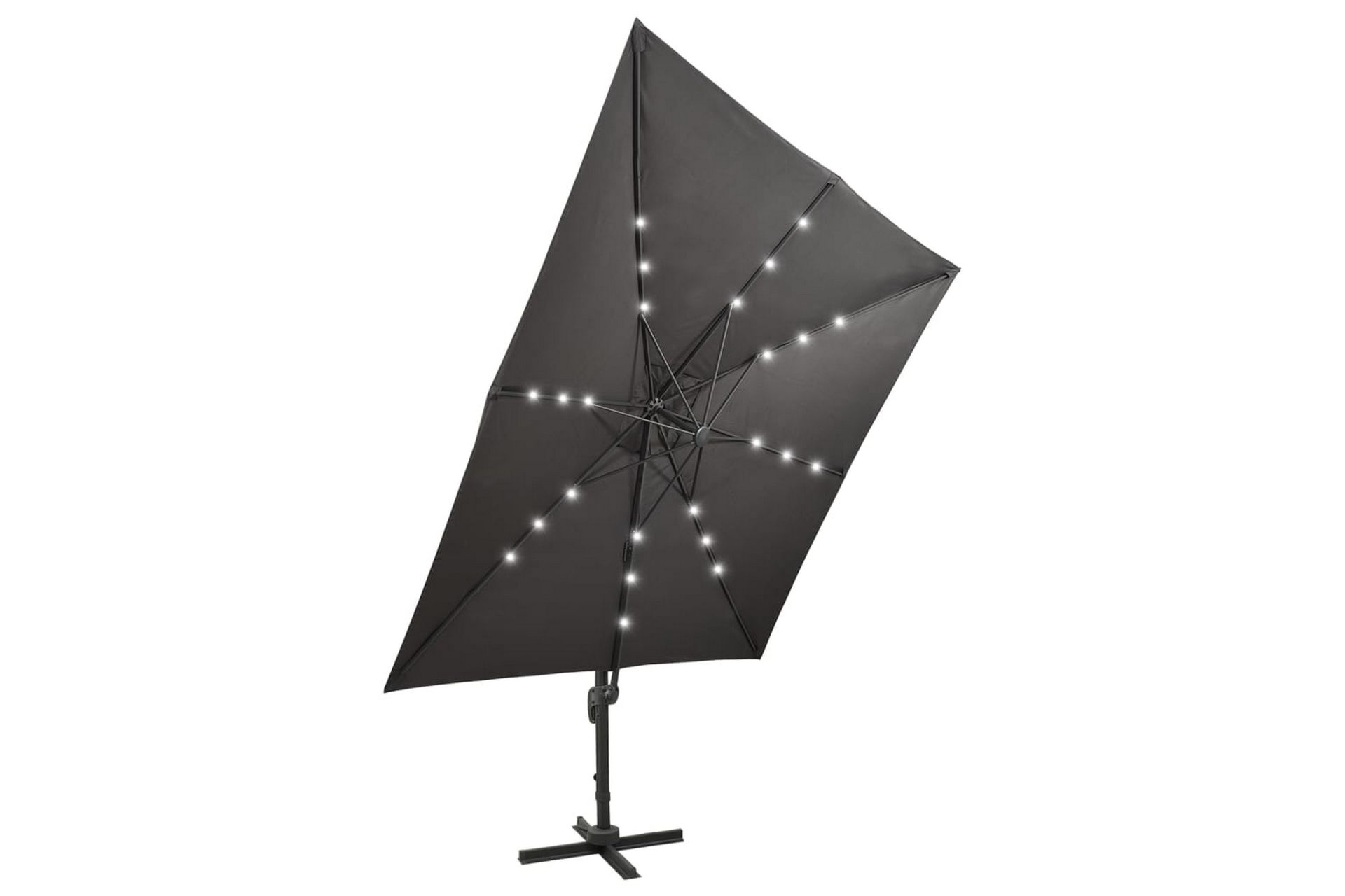 Riippuva aurinkovarjo tangolla ja LED-valoilla antras. 300cm - Puutarhakalusteet - Aurinkosuoja - Aurinkovarjo