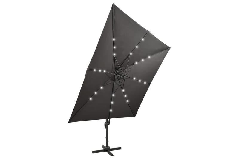 Riippuva aurinkovarjo tangolla ja LED-valoilla antras. 300cm - Puutarhakalusteet - Aurinkosuoja - Aurinkovarjo