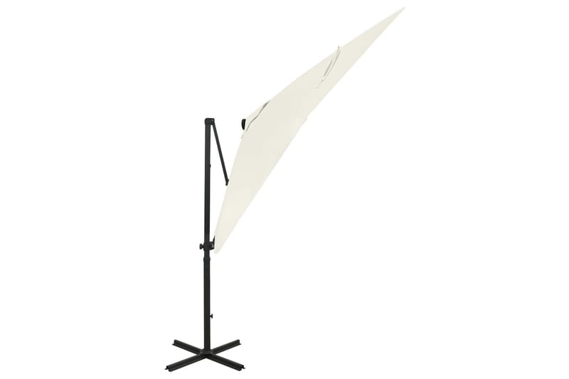 Riippuva aurinkovarjo tangolla ja LED-valoilla hiekka 250 cm - Puutarhakalusteet - Aurinkosuoja - Aurinkovarjo