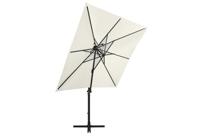 Riippuva aurinkovarjo tangolla ja LED-valoilla hiekka 250 cm - Puutarhakalusteet - Aurinkosuoja - Aurinkovarjo