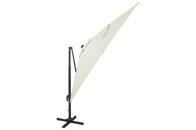 Riippuva aurinkovarjo tangolla ja LED-valoilla hiekka 300 cm - Puutarhakalusteet - Aurinkosuoja - Aurinkovarjo