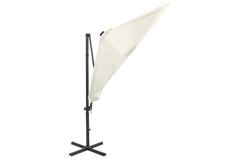Riippuva aurinkovarjo tangolla ja LED-valoilla hiekka 300 cm - Puutarhakalusteet - Aurinkosuoja - Aurinkovarjo