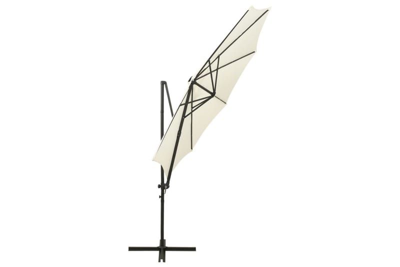 Riippuva aurinkovarjo tangolla ja LED-valoilla hiekka 300 cm - Puutarhakalusteet - Aurinkosuoja - Aurinkovarjo