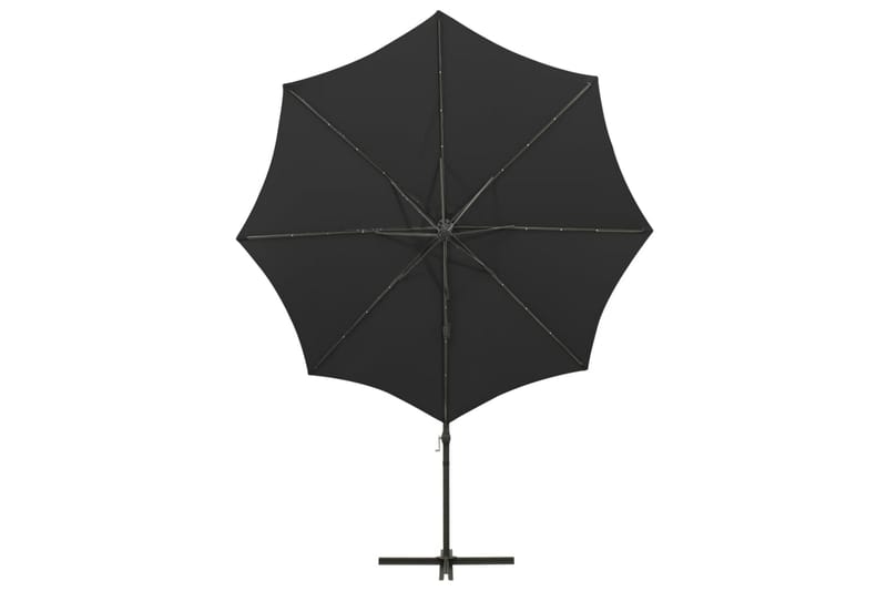 Riippuva aurinkovarjo tangolla ja LED-valoilla musta 300 cm - Musta - Puutarhakalusteet - Aurinkosuoja - Aurinkovarjo