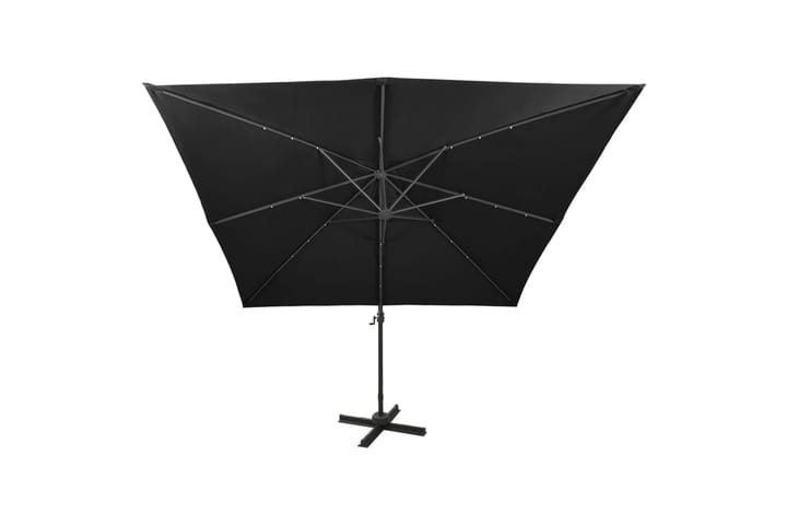Riippuva aurinkovarjo tangolla ja LED-valoilla musta 300 cm - Aurinkovarjo