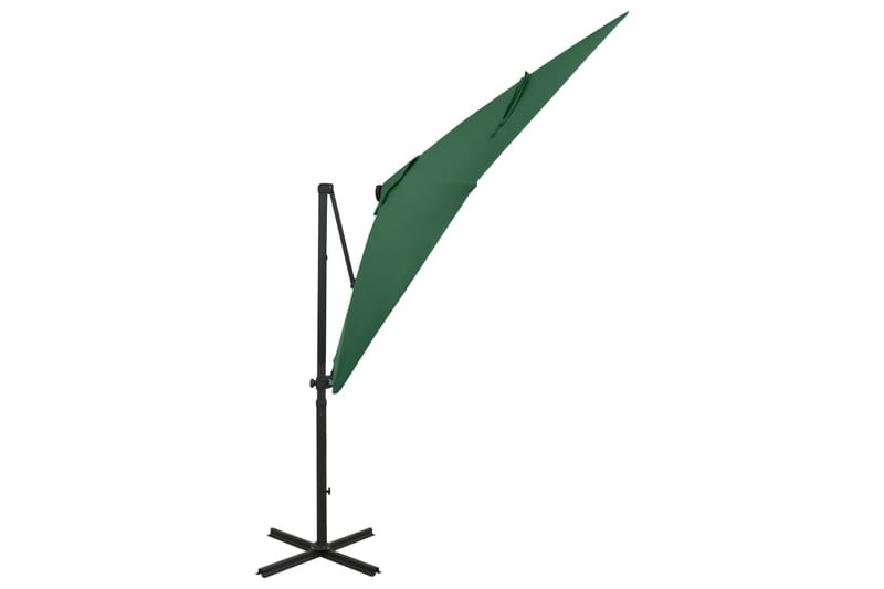 Riippuva aurinkovarjo tangolla ja LED-valoilla vihreä 250 cm - Puutarhakalusteet - Aurinkosuoja - Aurinkovarjo