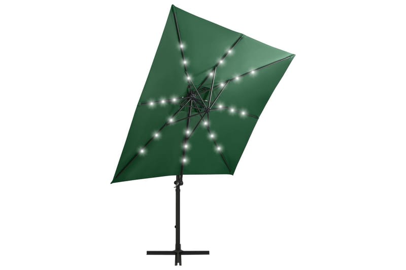 Riippuva aurinkovarjo tangolla ja LED-valoilla vihreä 250 cm - Puutarhakalusteet - Aurinkosuoja - Aurinkovarjo