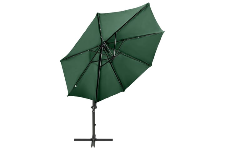Riippuva aurinkovarjo tangolla ja LED-valoilla vihreä 300 cm - Aurinkovarjo