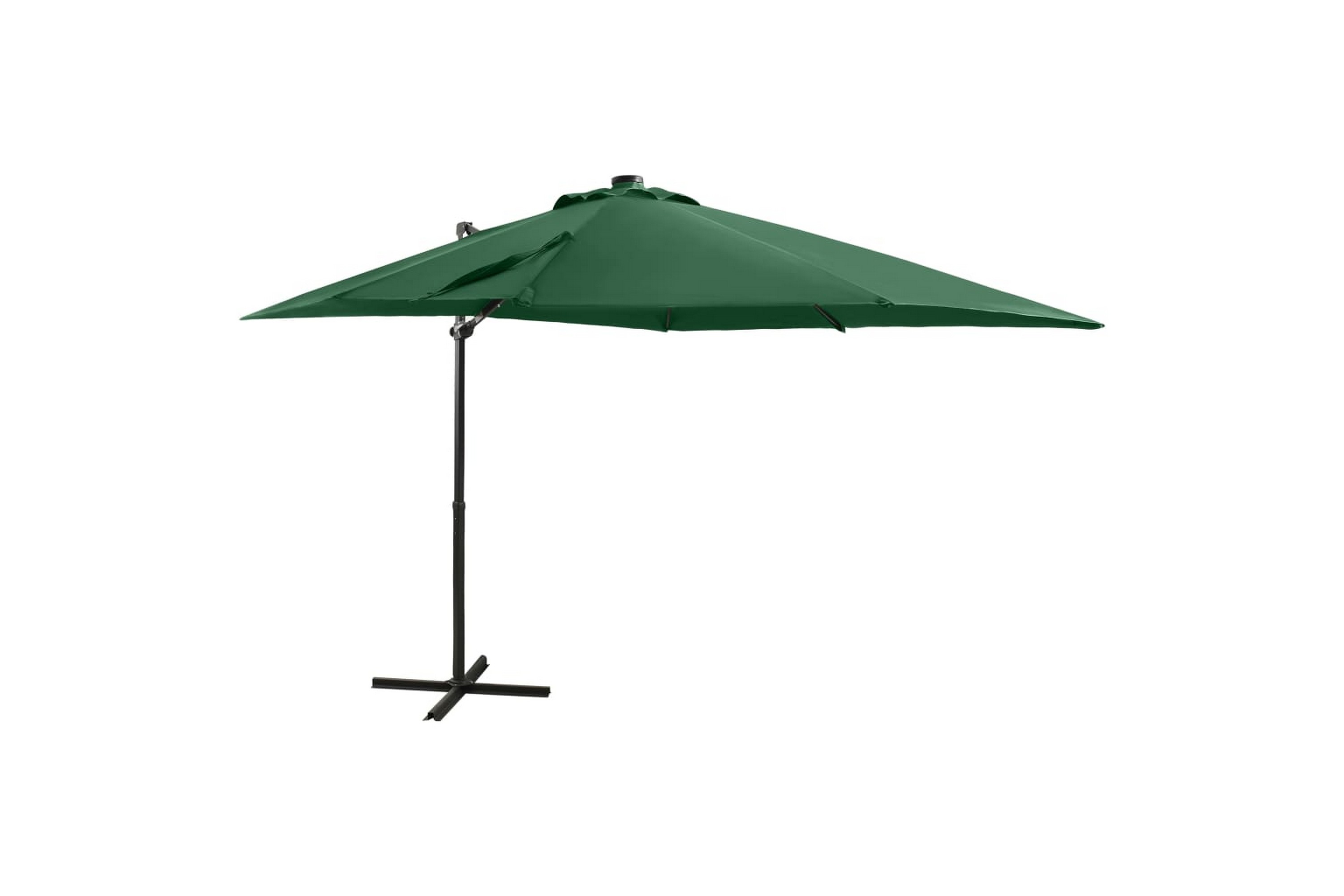 Riippuva aurinkovarjo tangolla ja LED-valoilla vihreä 250 cm -