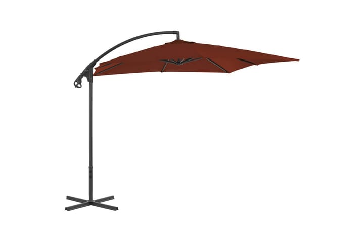 Riippuva aurinkovarjo teräspylväällä 250x250 cm terrakotta - Aurinkovarjo