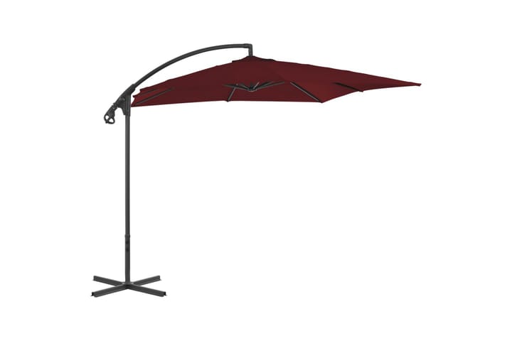 Riippuva aurinkovarjo teräspylväällä 250x250 cm viininpunain - Aurinkovarjo