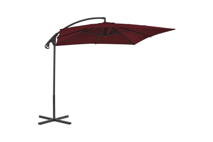 Riippuva aurinkovarjo teräspylväällä 250x250 cm viininpunain - Aurinkovarjo