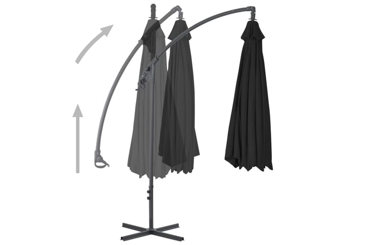 Riippuva aurinkovarjo teräspylväällä 300 cm musta - Aurinkovarjo