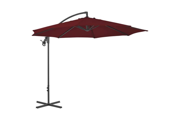 Riippuva aurinkovarjo teräspylväällä 300 cm viininpunainen - Aurinkovarjo