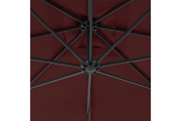 Riippuva aurinkovarjo teräspylväällä 300 cm viininpunainen - Aurinkovarjo