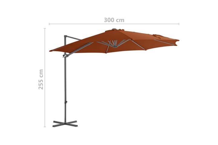 Riippuva aurinkovarjo teräspylväällä terrakotta 300 cm - Aurinkovarjo